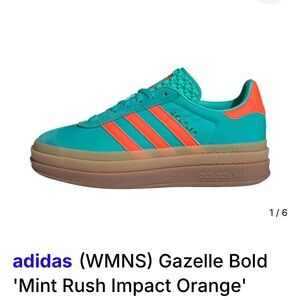 Adidas Women's Gazelle Bold Sneakers - Teal and Orange